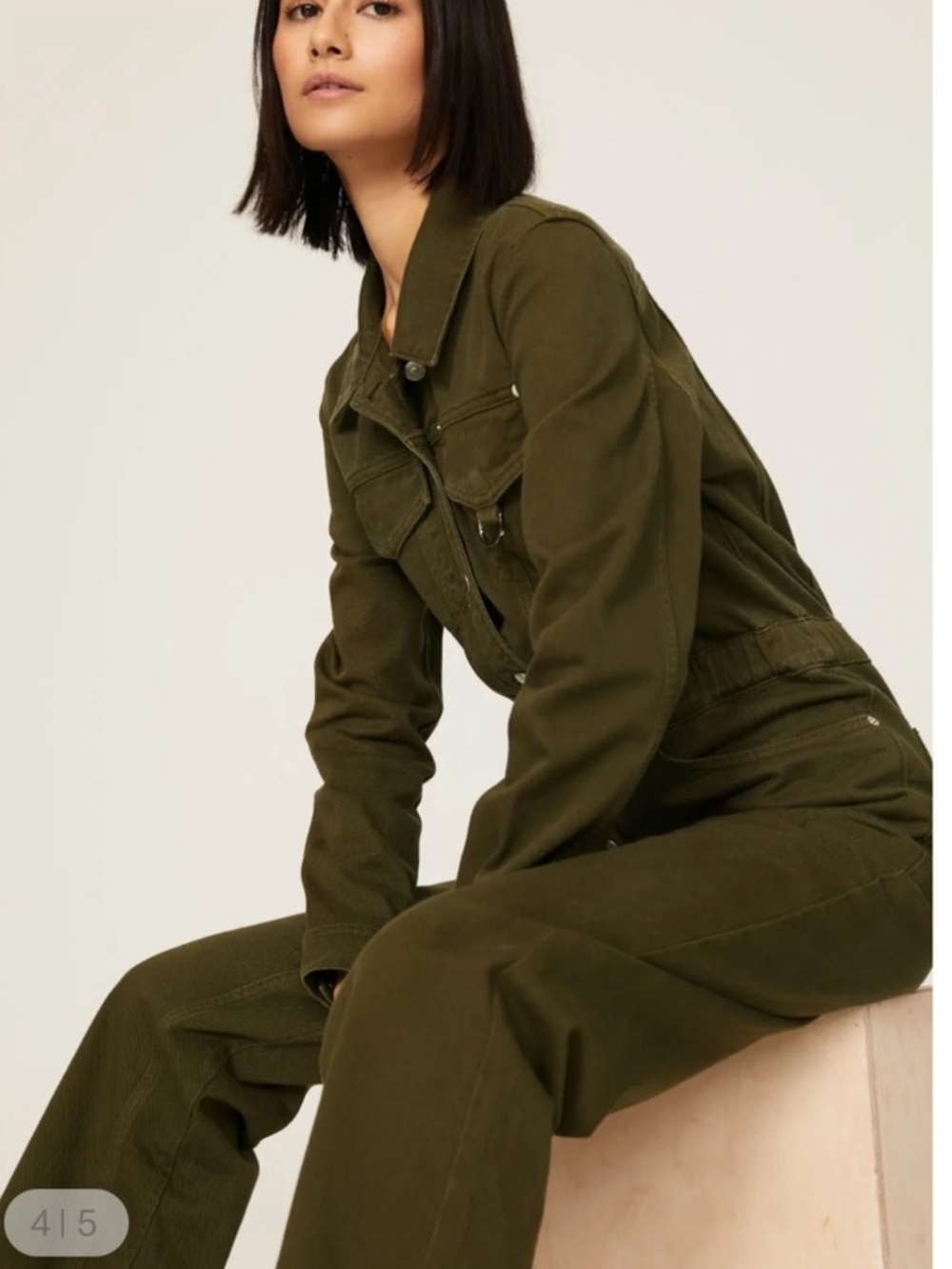 The‎ Kooples Olive Green Denim Utility Jumpsuit 1 - Picture 5 of 11
